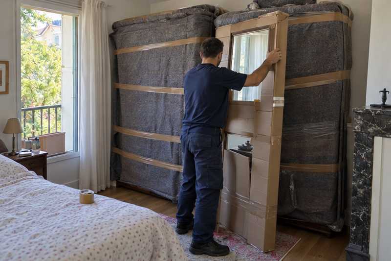 Miroir d'armoire à glace emballé dans du carton