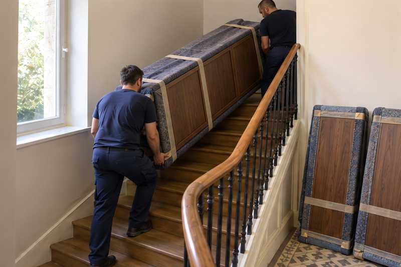 Buffet enfilade basculé dans un virage d'escalier
