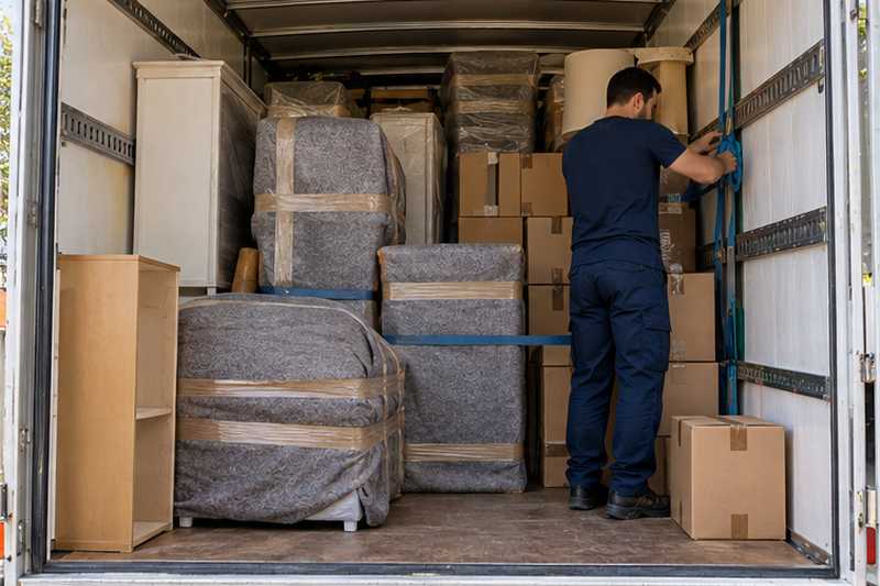 Chargement ordonné dans la caisse du camion