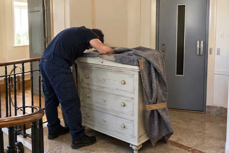 Commode chinée prête à descendre
