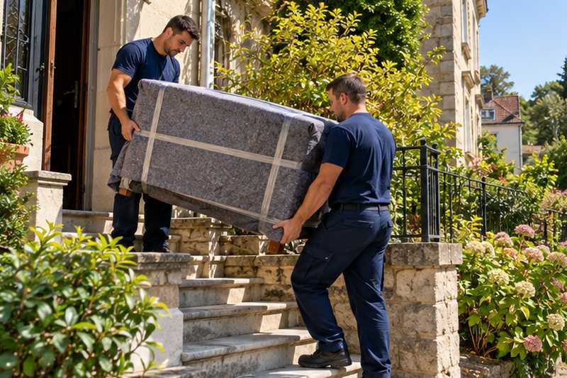 Commode emballée portée sur le perron d’une villa