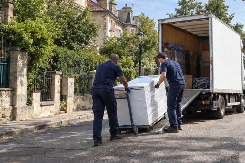 Congélateur coffre roulé vers le camion