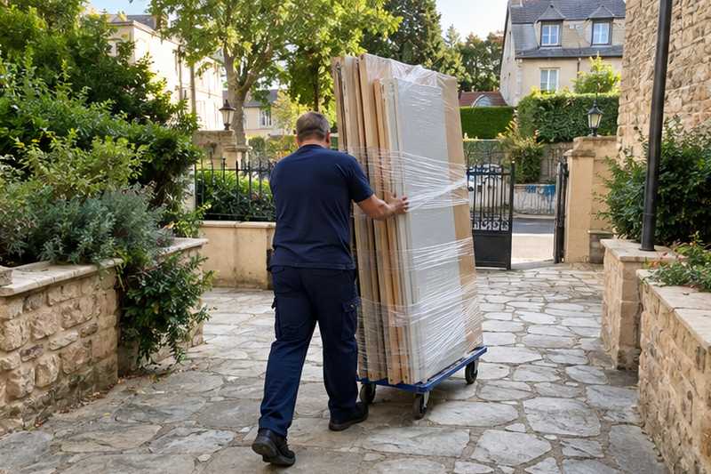 Panneaux de dressing roulés dans une cour