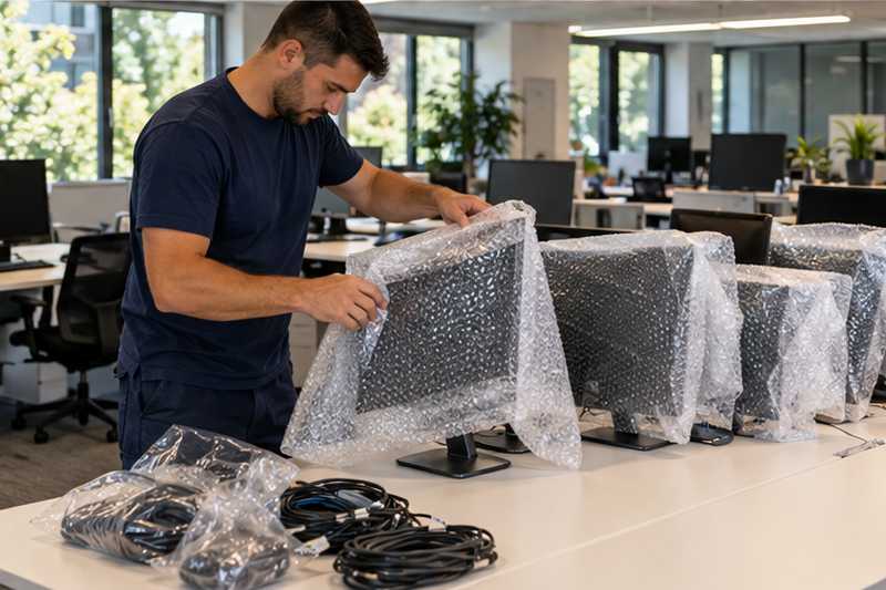 Écrans emballés dans du film à bulles