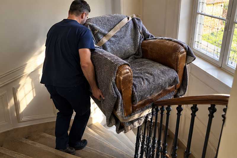 Fauteuil club en cuir sous housse