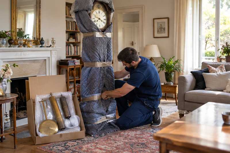 Horloge comtoise emballée sans son balancier
