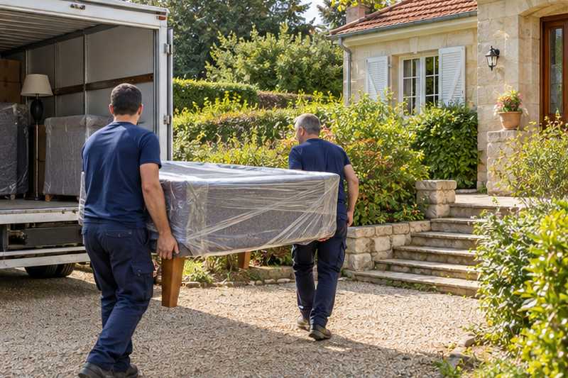 Livraison après stockage devant un pavillon