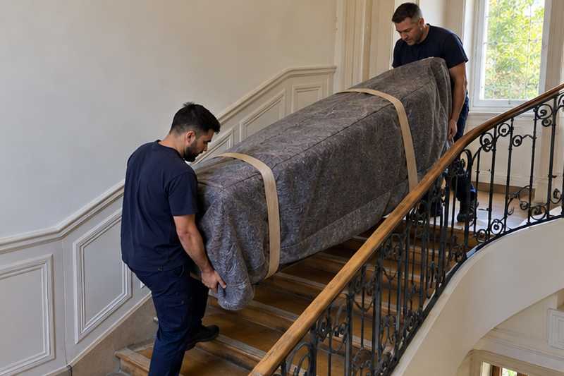 Méridienne en lin sous housse dans l'escalier