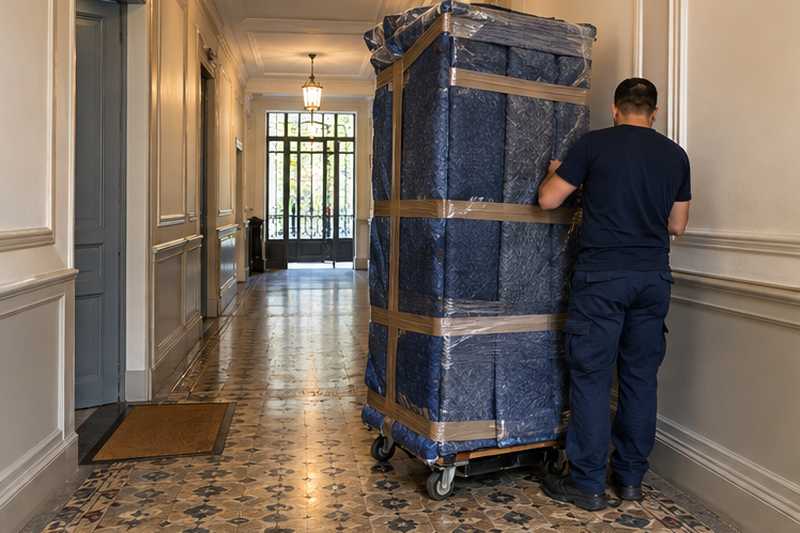 Penderie en merisier à la halte d'un couloir