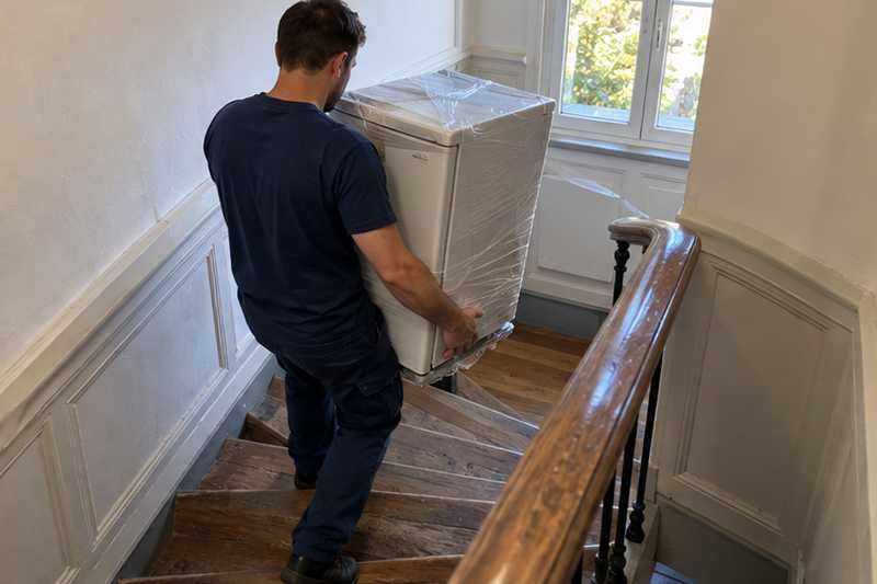 Petit frigo top dans un escalier étroit