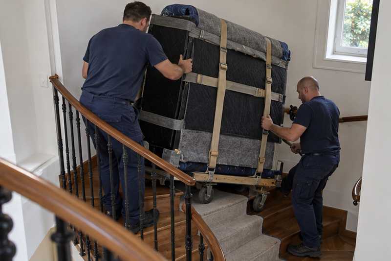 Piano en ébène dans un escalier tournant