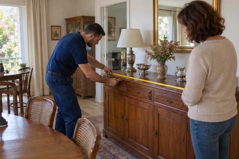 Mesure d'un buffet lors de la visite